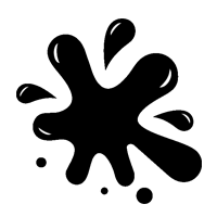 An icon resembling a splatter shape, characterized by a central rounded area with several elongated, irregular arms or splashes radiating outward in different directions.