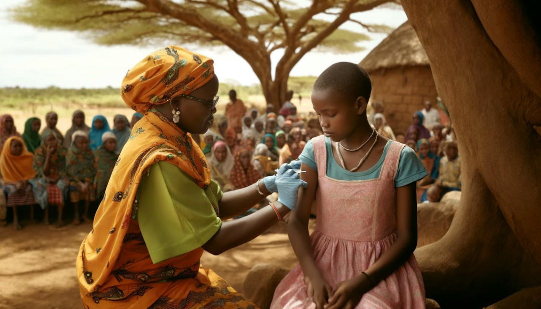 woman vaccinating kenyan teenage girl