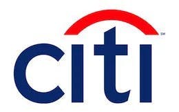 "Citi logo, featuring the lowercase word 'citi' in navy blue, topped by a red arc resembling an umbrella, set against a white background."