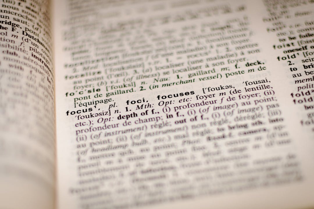 a dictionary showing the word "focus"