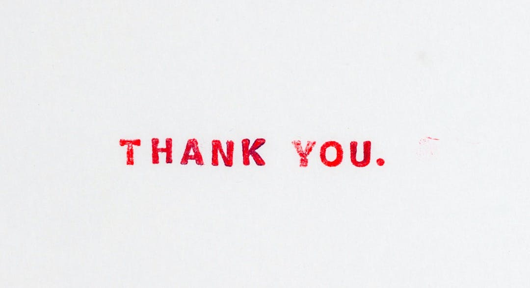 Thank you written in red ink