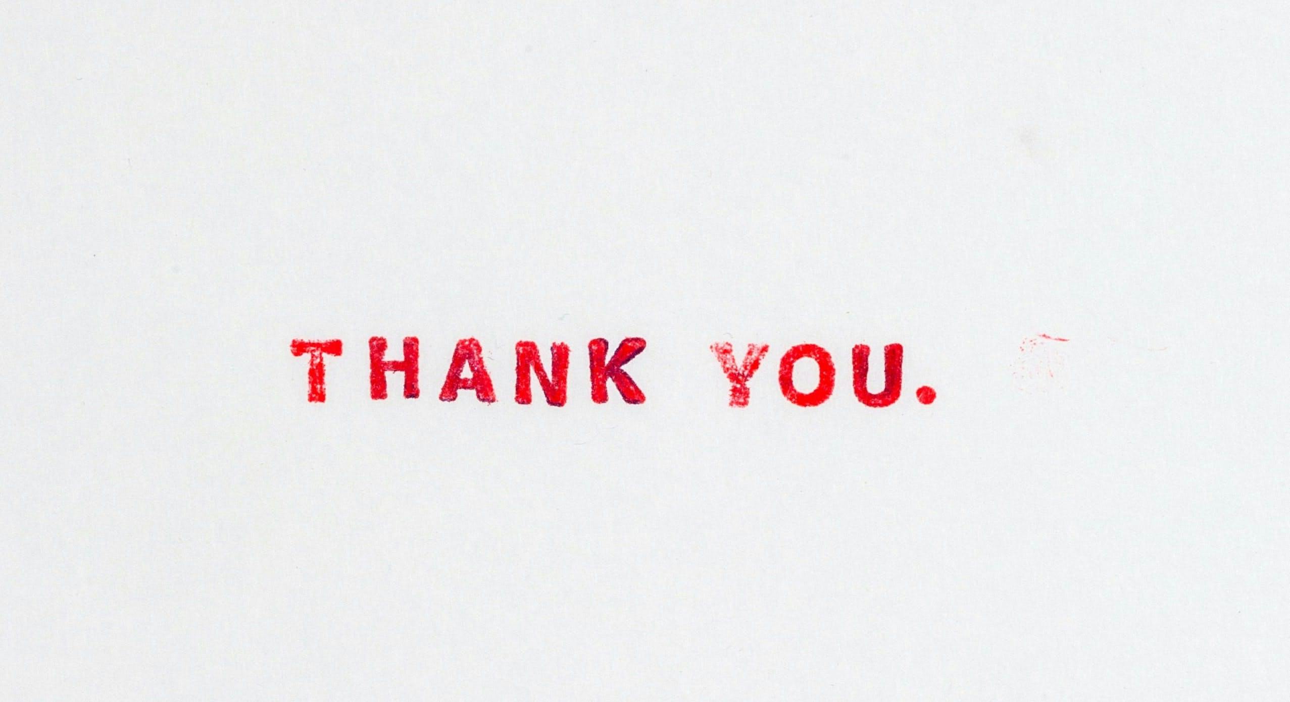 Thank you written in red ink