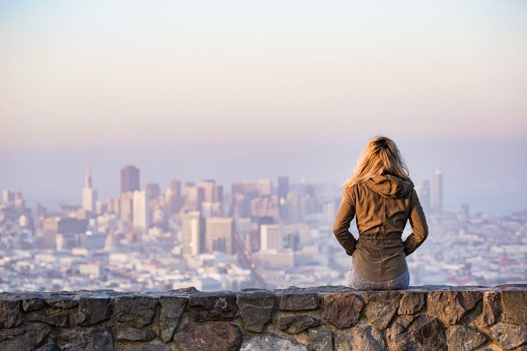 Woman staring at skyline
