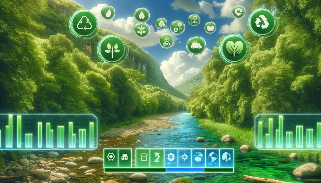 Green landscape with eco game elements