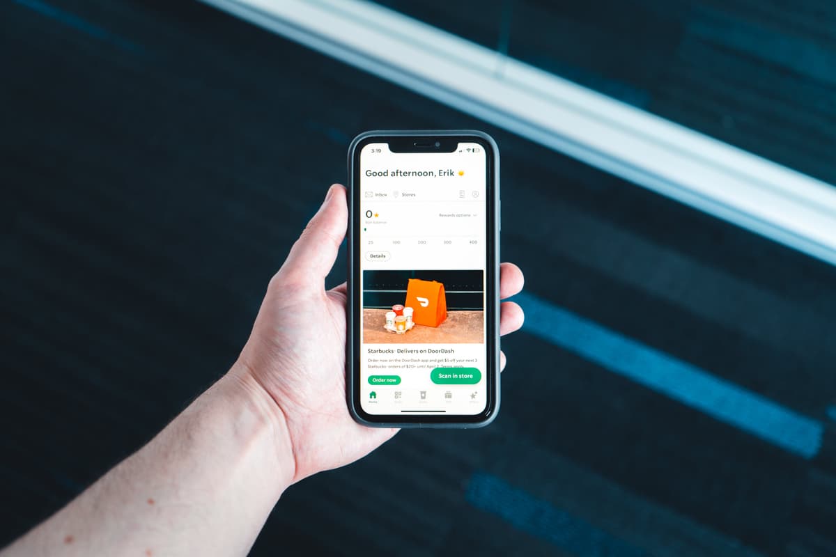 food delivery app on smartphone
